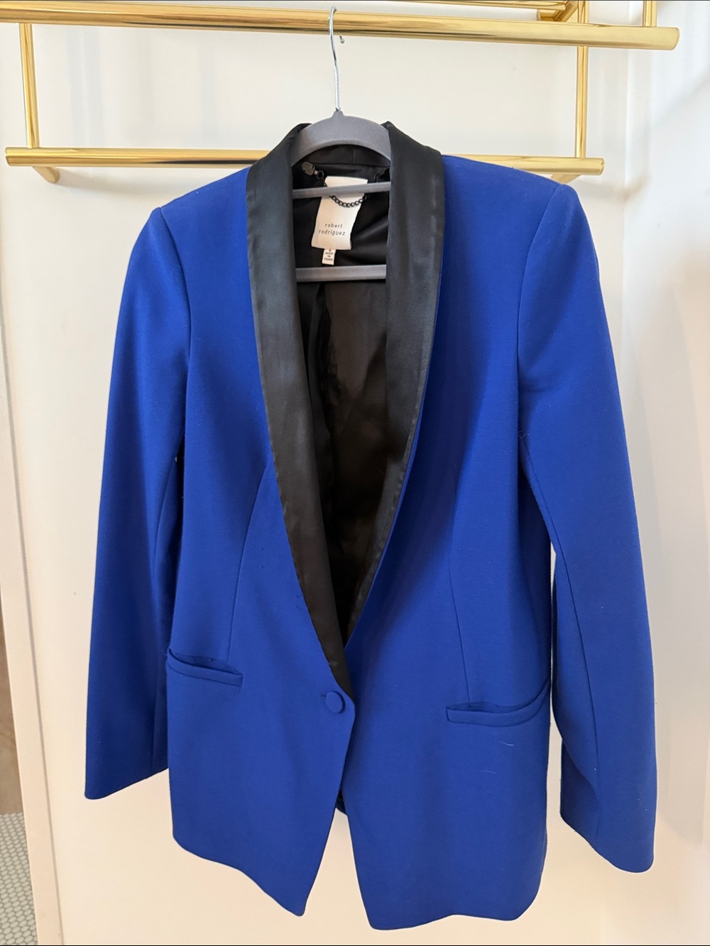 Robert Rodriguez Cobalt Blue Blazer with Black Satin Shawl Lapel